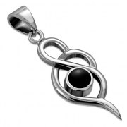 Black Onyx Small Silver Pendant, p574